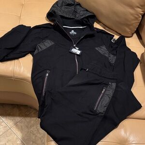 BOTTEGA RELAXED SPORTS SWEATSUIT Men's Black Hooded Jacket & Sweatpants Set